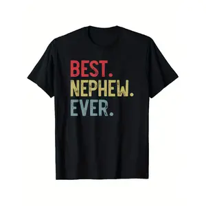 Mens Best Nephew Ever Vintage Father'S Day for Nephew T-Shirt, Loose style new unisex short-sleeved T-shirt, casual and comfortable, 100% cotton, S-XXXL