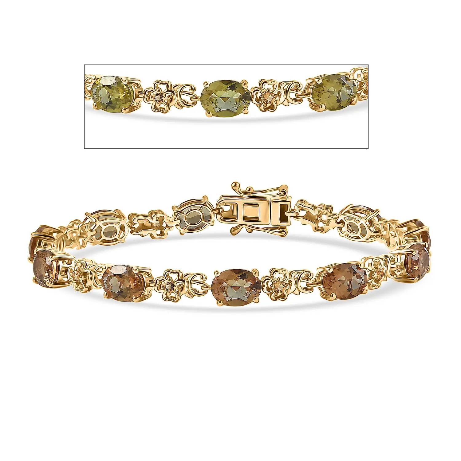 EverTrue Autumn Alexite, Brazilain Citrine Bracelet in 18K YG Plated (7.25 In) 15.20 ctw