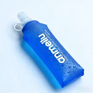 500ML Soft Foldable Water Bottle, Portable Collapsible Flask for Running Marathon Hiking Cycling, BPA-Free Leak-Proof Sports Hydration Bottle