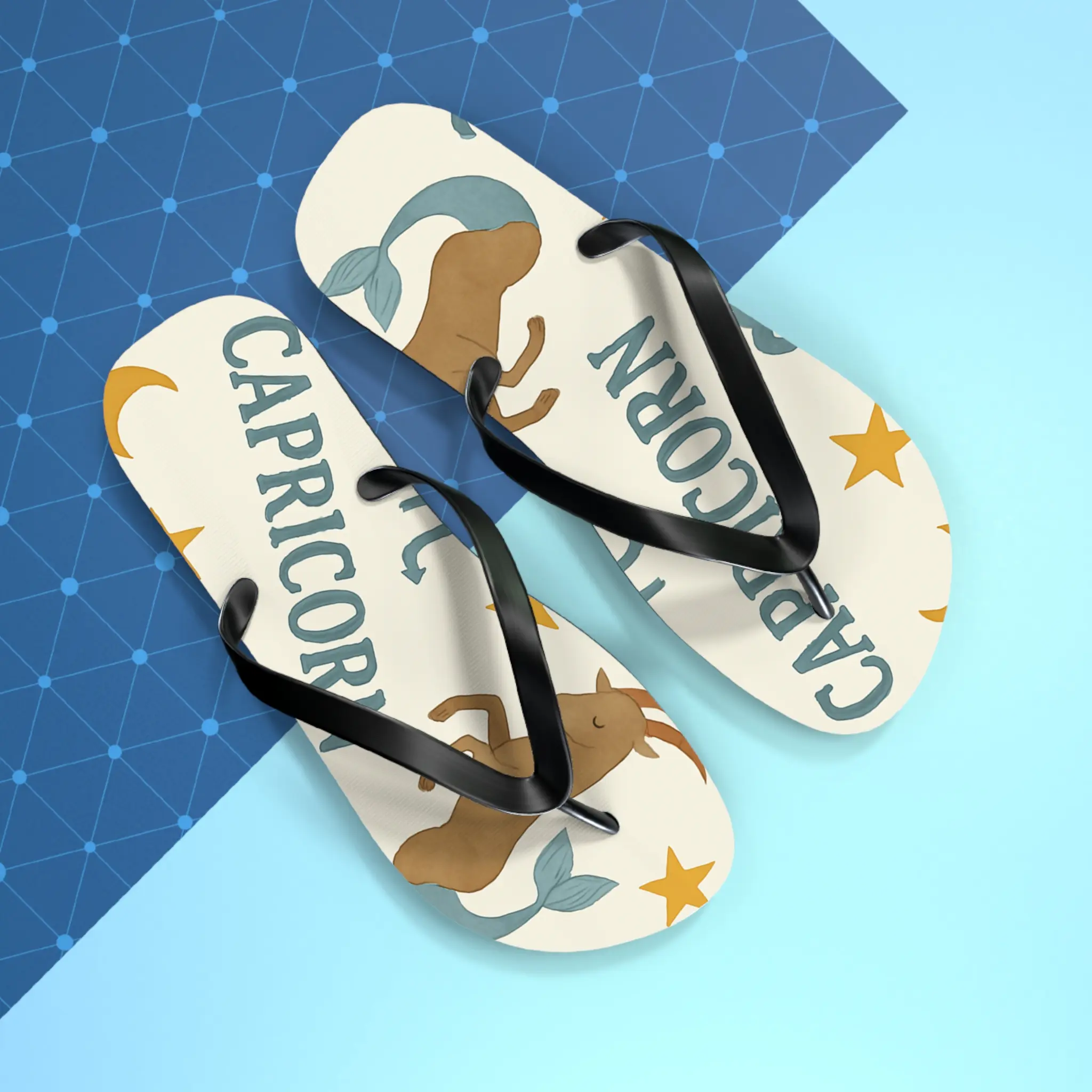 Capricorn Zodiac Flip Flops, Astrological Sandals, Horoscope Beachwear, Summer Footwear, Capricorn Gift Idea Shoe Soft