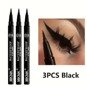 3 Ultra-Fine Liquid Eyeliners - Quick-drying, Waterproof, Sweatproof, Smudge-proof, Long-lasting Black, Precise Application for Creating Eye Makeup, Suitable for Beginners.