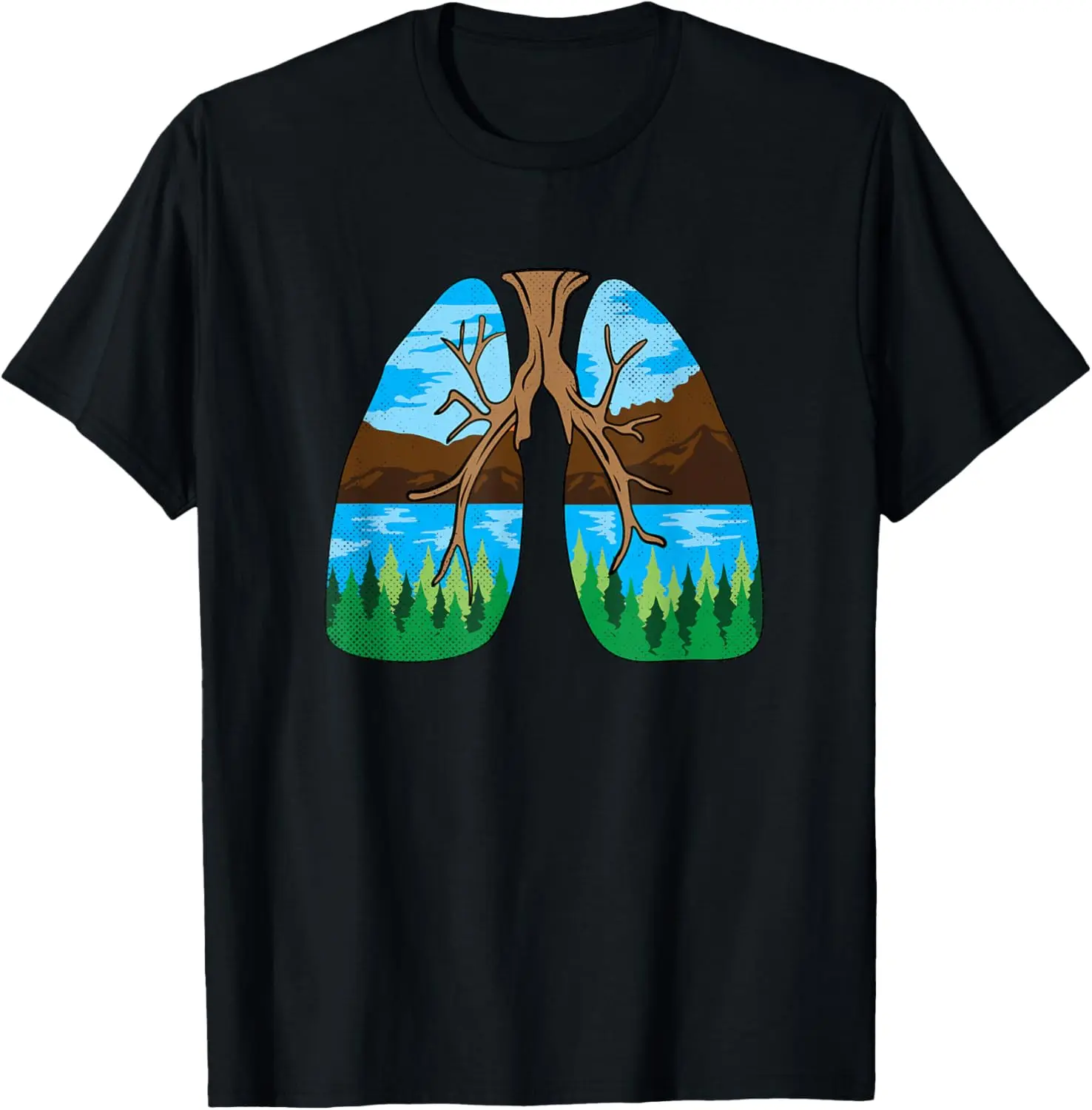 Planet Earth Lungs Clothing Global Warming Earth Day Gifts T-Shirt Pure Cotton Graphic Tees Menswear Top: Gifts for Men & Women
