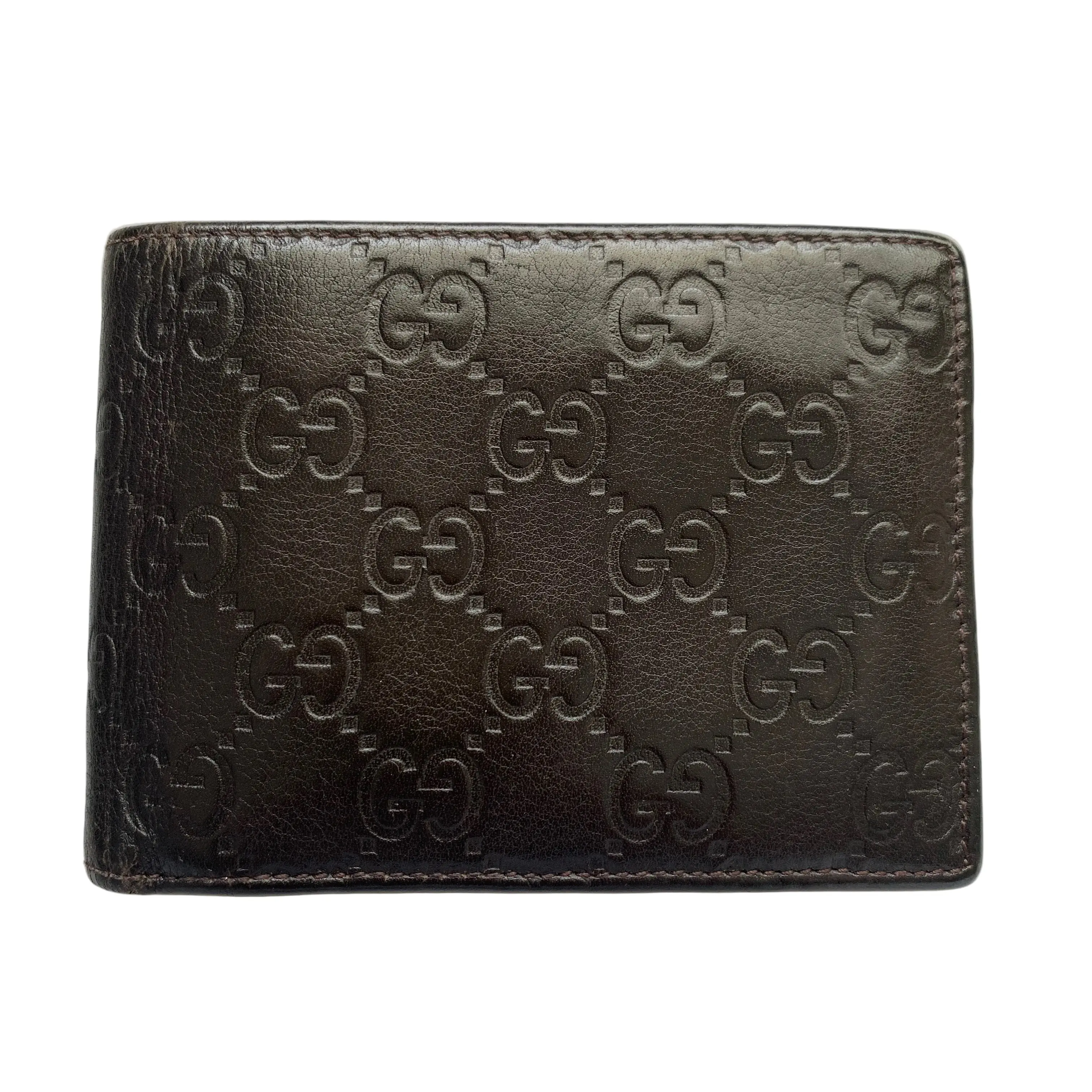 Pre-owned GUCCI Wallet Small Leather Goods GG monogram mens bifold leather Authentic with COA 5x37