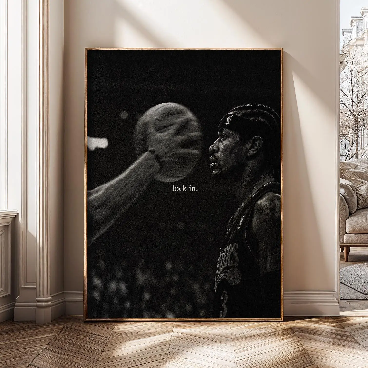 Allen Iverson Lock In Wall Art, Basketball Canvas Print, Motivational Sports Poster, Black White Basketball Inspired Room Decor, Gift for Basketball Fans