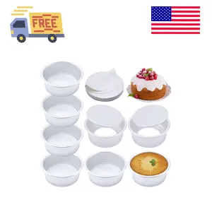 4 Inch Round Cake Pan Set of 8, Nonstick Aluminum Baking Pans with 100 Sheets Parchment Paper