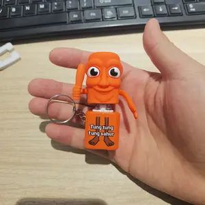 Italian Brainrot Tung Tung Sahur Realistic Sound Keychain, Viral Stress Relief Toy, Press Button Fidget Toy Gift for Adults & Kids, Safe Fun Relaxation