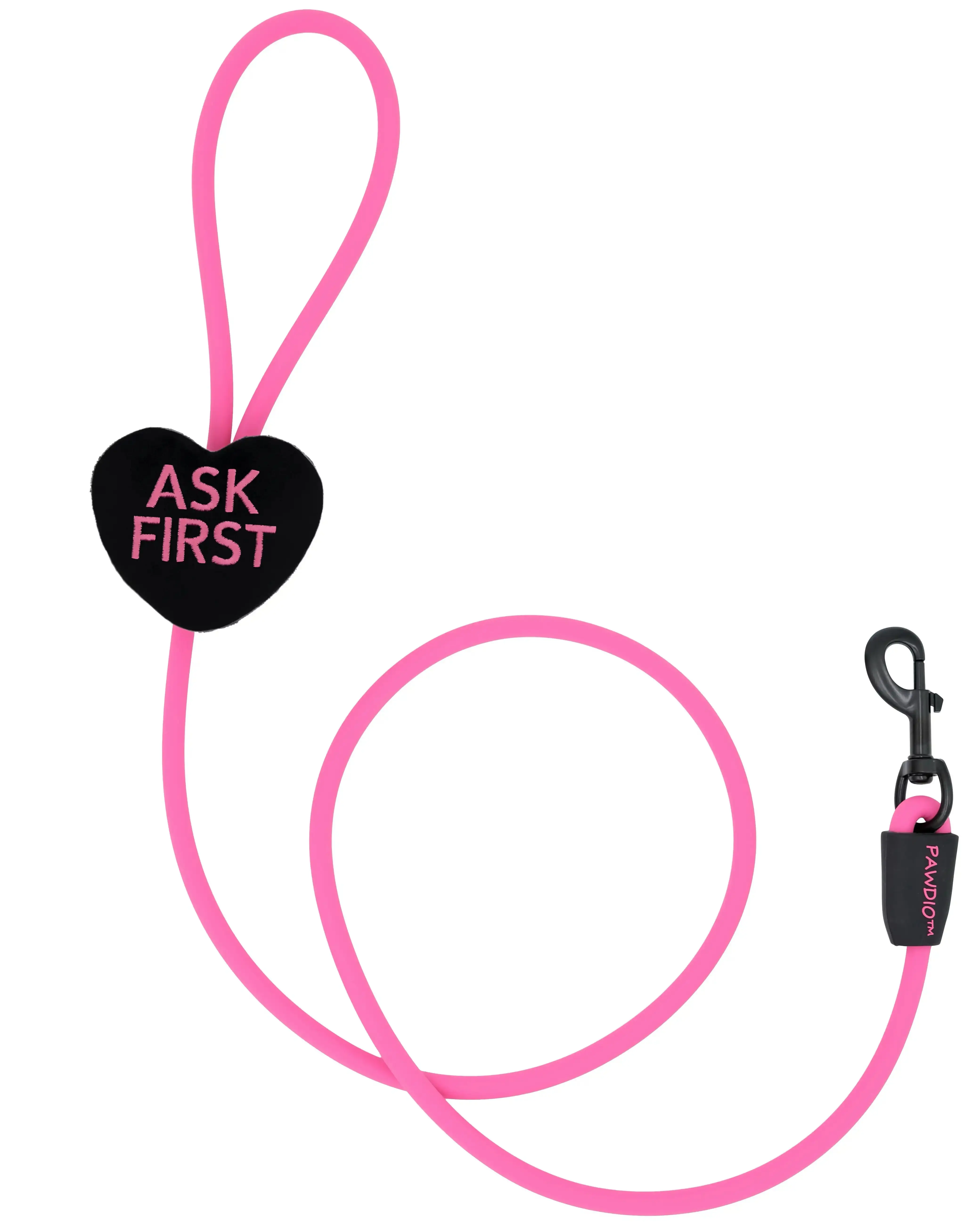 PAWDIO™ Mood-Expressing Dog Leash – ASK FIRST Series - Pink Black