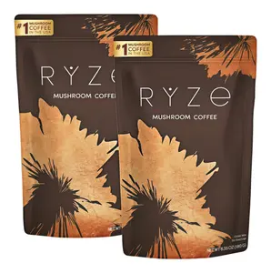 4P-RYZE SUPERFOODS Mushroom Medium Roast Coffee USDA Organic with 6 Adaptogenic Mushrooms, USA Grown Instant Coffee for Better Energy, Focus Digestion Immunity with Lions Mane & Turkey Tail 30 Servings Vitamin Dietary Natural Bathroom