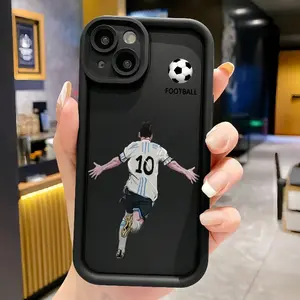 Football Personality Pattern Case for iPhone 16 15 14 Pro Max 13 12 11 XR XS Plus Shockproof Non Slip Military-Grade Protection Silicone Cover