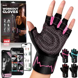 Workout Gloves for Women – Breathable Gym Gloves for Women with Palm Protection and Enhanced Grip – Padded Weight Lifting Glove for Womens with Wrist Wraps Support Weightlifting Exercise Cycling