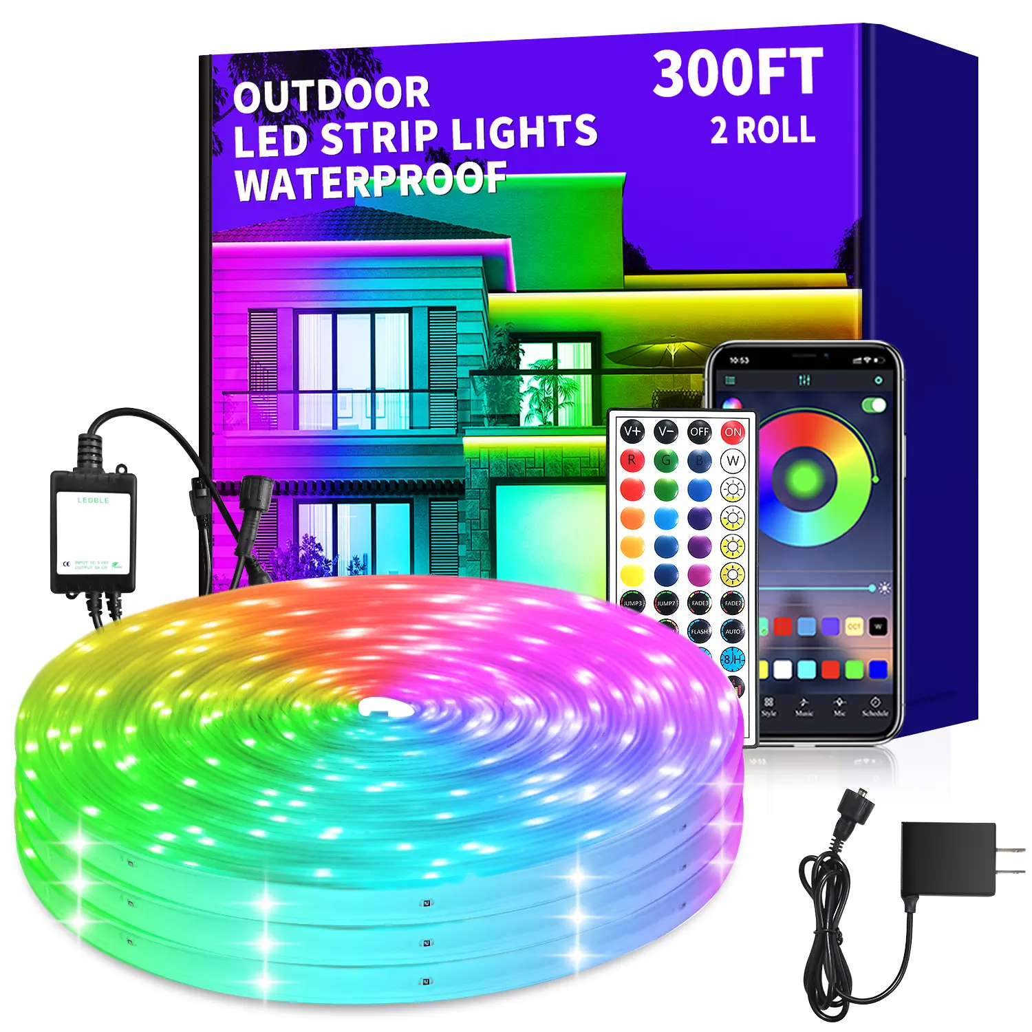 300ft Outdoor LED Strip Lights Waterproof