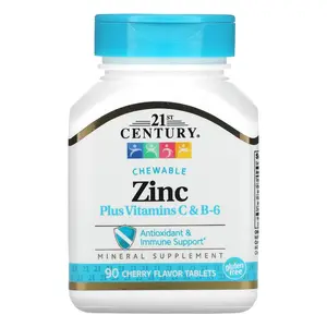 21st Century Zinc Plus Vitamins C & B-6, Chewable, Cherry Flavor, 90 Tablets