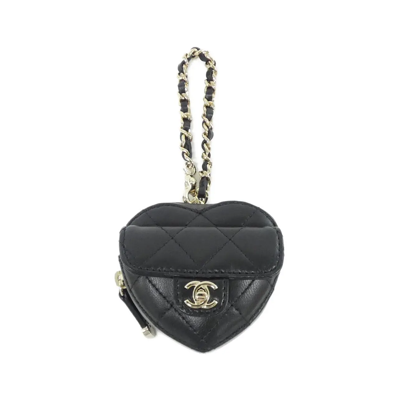 Pre-owned CHANEL Lambskin Small Leather Goods AP4838 Key Holder