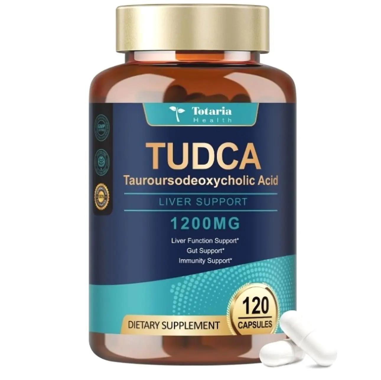 TUDCA Bile Salts 1200mg (Tauroursodeoxycholic Acid), 120 Capsules, Ultra Strength Pure TUDCA Liver Supplements, Liver and Gallbladder Cleanse & Repair, Vegan