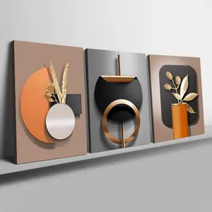 Abstract Geometric Pattern Canvas Painting, 3 Counts/set Modern Wall Art Poster, Wall Art Decor for Home Living Room Bedroom, Ornaments