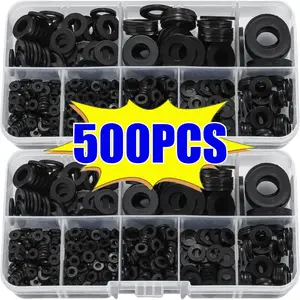 500 Nylon Washer Set, Durable Flat Washers for Bolts and Screws, Self-Locking Design, Sizes M2 to M12, Ideal for Various Tasks and Repairs
