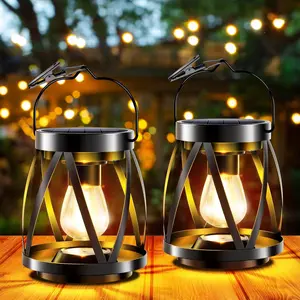 Solar Lanterns Lights Outdoor , Upgraded Metal Outdoor Lantern, Brighter Auto On/Off 18H Hanging Solar Lights for Outside Garden Yard Patio Porch Decor,  for Mom, 2 Pack