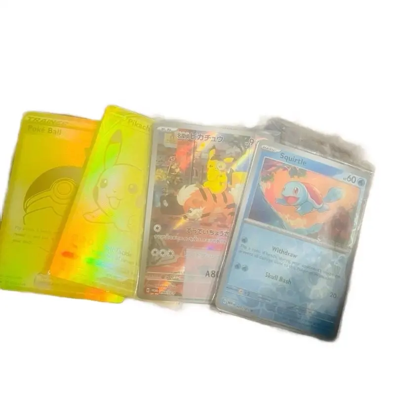 Pikachu Raw Cards - Collectible Trading Cards Featuring Pikachu, Squirtle, and More - Perfect for Pokemon Fans