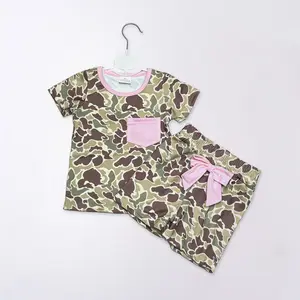 Camo Bow Print Girls Set