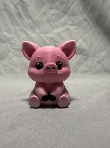3D Printed Cute Pig Figurine - Pink with Glossy Black Eyes, Matte Finish, Compact Size, Lightweight & Durable, Perfect for Home Office or Gaming Desk
