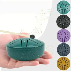 Portable 3-Inch Steel Tongue Drum, 6-Note Mini Percussion Instrument, Ideal for Meditation, Yoga & Sound, Durable Alloy with Glossy Finish
