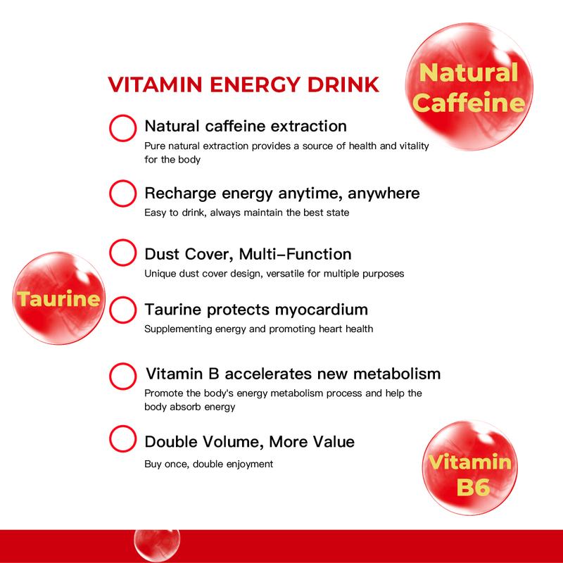Eastroc Non-Carbonated Vitamin Energy Drink w Shot Cup – Natural Caffeine, Taurine, B Vitamins for Focus, Stamina & Metabolism Support