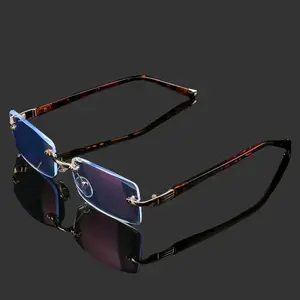 Lightweight Rimless Reading Glasses for Men Women - Blue Light Blocking Metal Frame Readers +1.00 to +4.00, Clear Vision Anti Eyestrain for Computer Phone Reading, Comfortable All Day Wear Fashion Eyewear