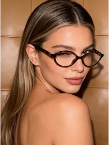 Women's Oval Small Frame Plain Lightweight Glasses, Ideal for Daily Commute, Reading, Studying, Outdoor Wear, Natural Look Eyewear