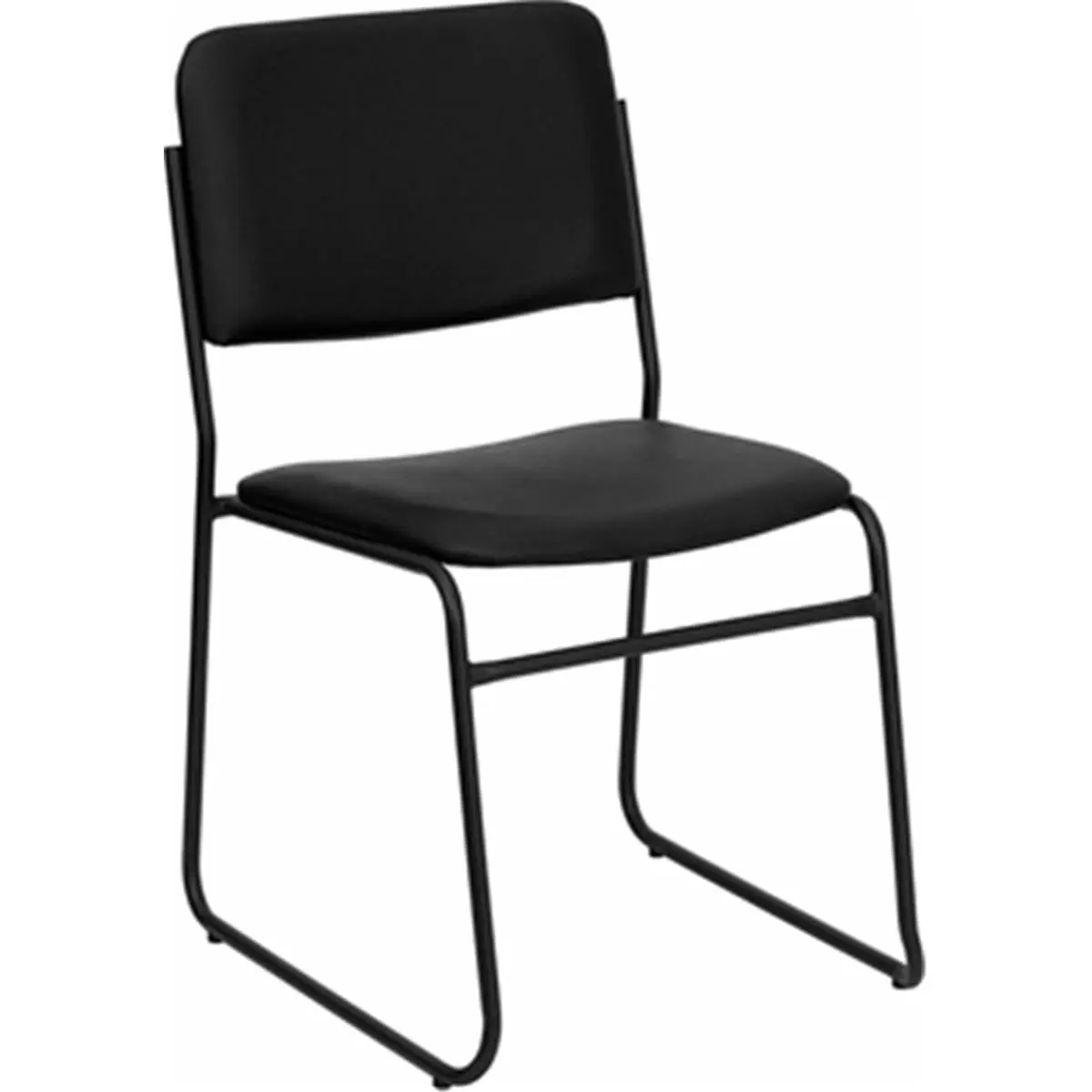 Flash Furniture Hercules Armless High-Density Black Vinyl Stacking Chair with Sled Base, Solid Metal Frame, 1500 lbs Capacity, 15.25" Back Height from Seat, Ideal for Classrooms, Powder Coated, Foam Padded