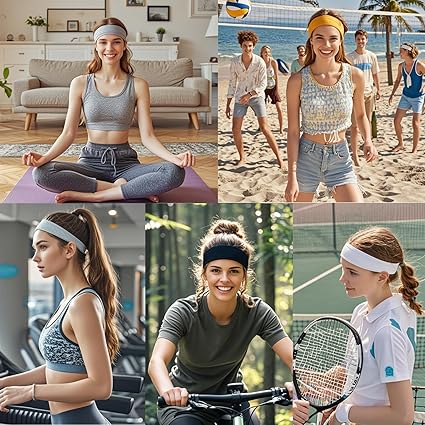 9 PCS MultiColor Workout Headbands for Women – Soft Stretch Cotton for Girls, Gym Headbands Stay in Place for Gym, Yoga & Makeup