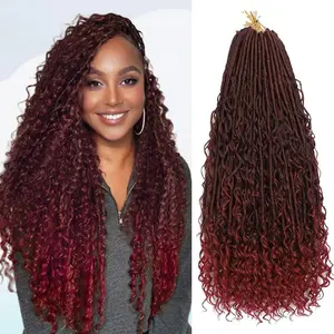 24 inch Boho Soft Locs Crochet Hair 8 Packs Boho Faux Locs Crochet Hair Pre-looped Goddess Locs Hair with Curly Ends Bohemian River Locs for Black Women ((T/BUG#)