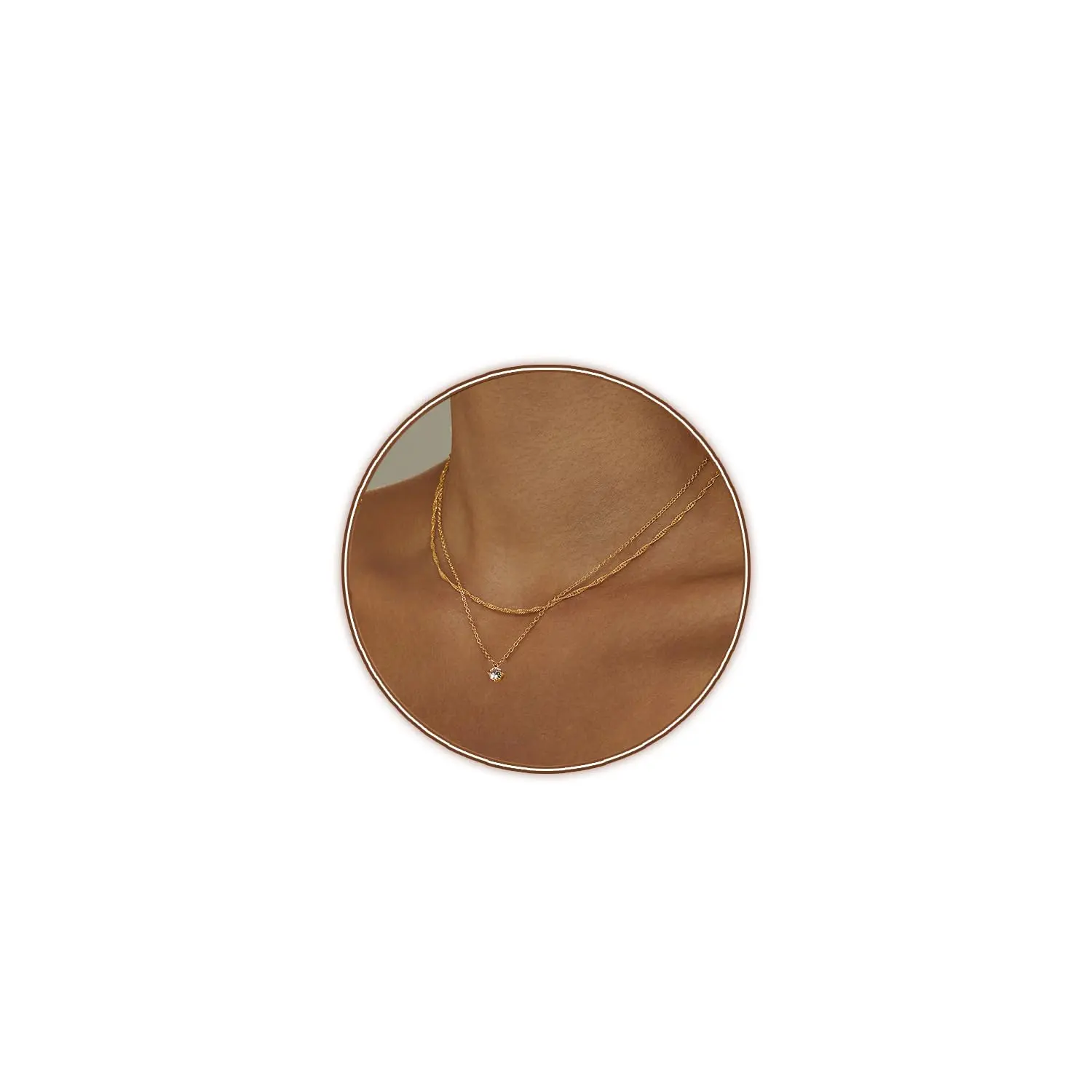 Gold-Round CZ Layered