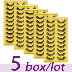 30Pairs/50Pairs Clear Band Natural Look Lashes 3D Russian Strip Wispy Fluffy Cat Eye False Eyelashes Reusable for All Occasions Cosmetic
