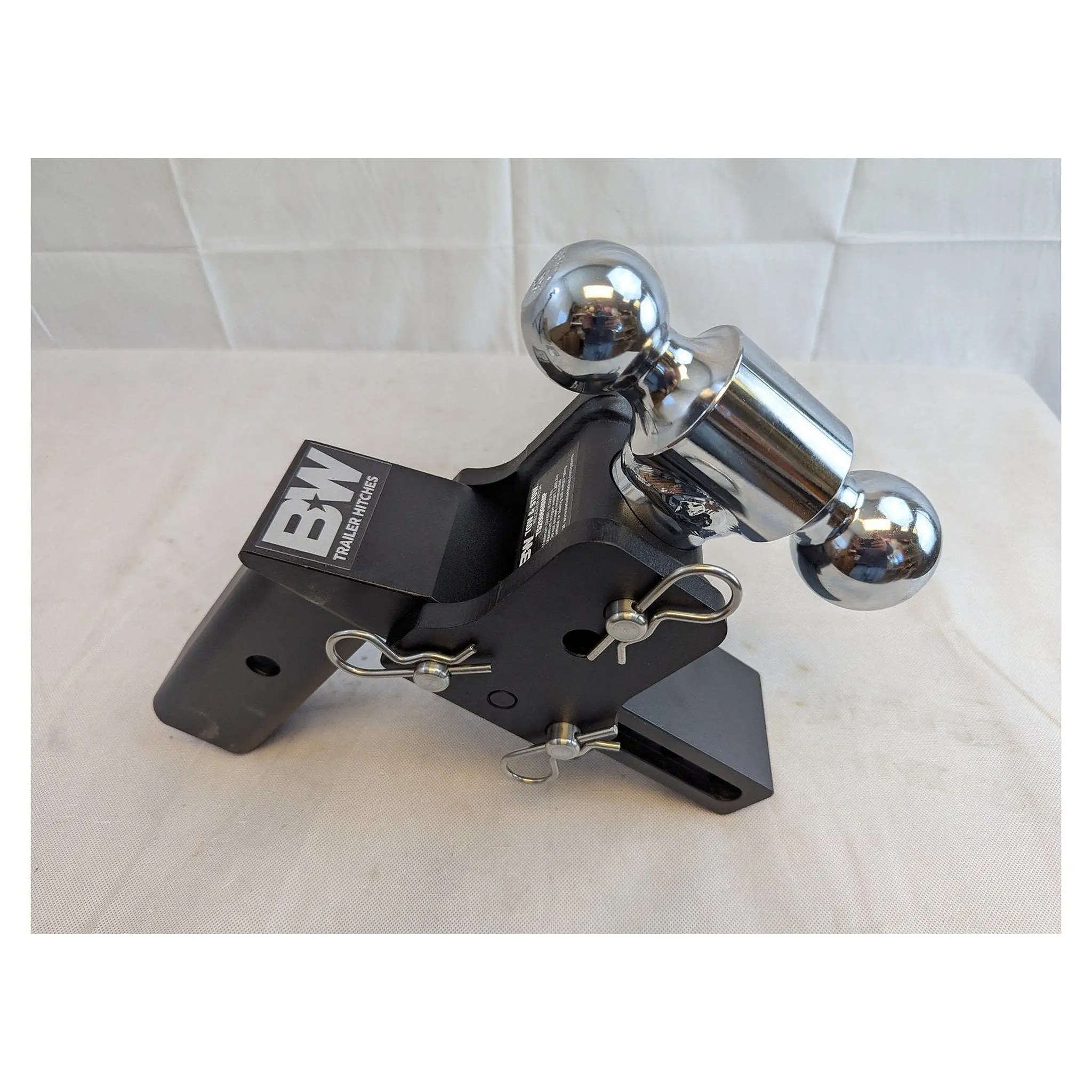 B&W Trailer Hitches Tow & Stow Adjustable Trailer Hitch Ball Mount - Fits 2.5" Receiver, Dual Ball (2" x 2-5/16"), Compatible with GM MultiPro Tailgates,  7" Drop, 18,000 GTW - TS20066BMP
