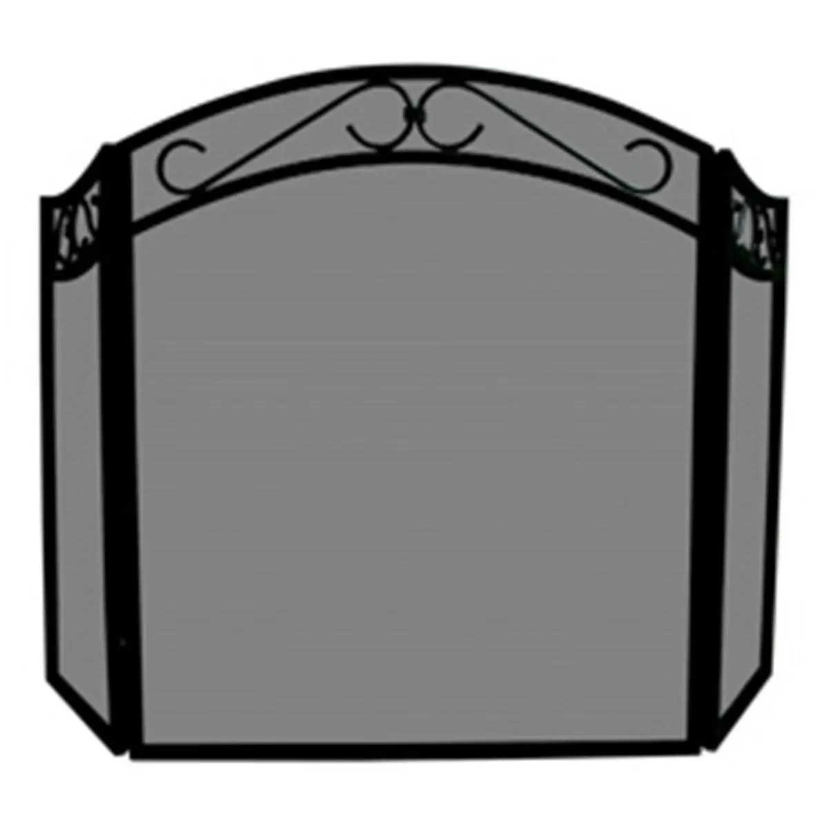 212 MAIN Black Wrought Iron Arch-Top Ember Guard Screen, 3-Panel Fold Type, Contemporary Home Decor with Scrolls, Three Panels