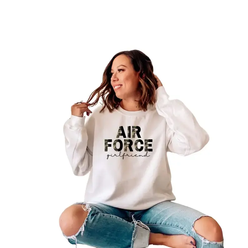 Air Force Girlfriend Sweatshirt, Air Force Girlfriend Gift, Proud Airman Girlfriend, Military Girlfriend Crewneck, Camo Sweater, For Women