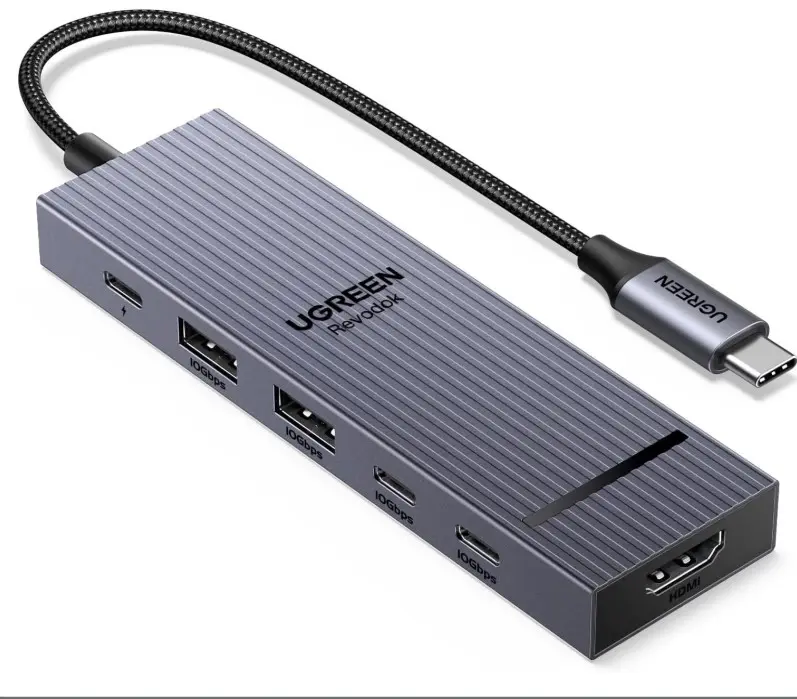 UGREEN Revodok Pro USB-C Hub 6 in 1 10Gbps 4K 60Hz HDMI, 100W Power Delivery for MacBook Pro/Air, iPad Pro, Thinkpad Rog Ally and More.