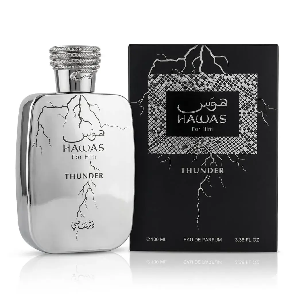 Rasasi Hawas Thunder Spicy Aquatic Woody Men Eau de Parfum Spray, 3.38 FL OZ (100ml)