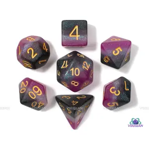 Frosted Asexual Pride | Matte Black, Purple, Gray, White, Ace Flag | LGBTQ+ Themed Dice Set (7)