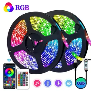 DC 5V 3M LED Strip Lights RGBIC WS2812B Phantom Bluetooth APP Remote Control PC TV Living Room Atmosphere Light Room Decoration
