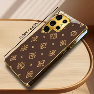 2026 New Vintage Full-Print Pattern Electroplated Gold Smartphone Casing, Waterproof Drop-Proof Handheld Cellphone Accessory for S26 Series, Ideal for Holiday Gifting