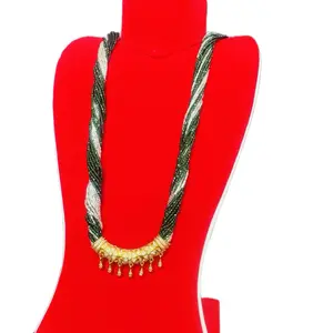 Shiffon and Hydro Mix potey with Floral Stone Work C Tilhari Necklace for Women