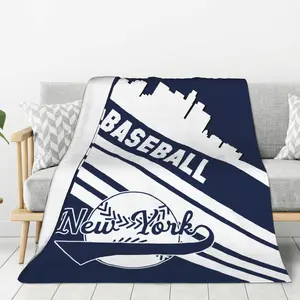 New York Baseball Flannel Blanket - Suitable for sofas, beds, living rooms, chairs, cars, beaches, travel, outdoor use, bedding for air-conditioned rooms - Rectangular shape, an excellent gift choice for sports enthusiasts