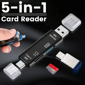 5-in-1 USB Type C/USB/Micro USB/TF/SD Memory Card Reader OTG Adapter | Enhances Mobile Phone Performance, Supports Multiple Card Types