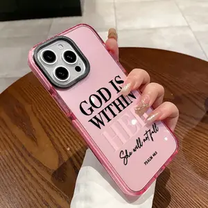 God Is Within Her Phone Case  for iPhone 17 16 15 14 13 12 11 – Inspirational Pattern, Soft Silicone & Transparent Design Non-Yellowing & Shockproof Cover Perfect Gift for Her – Faith, Strength & Elegance!