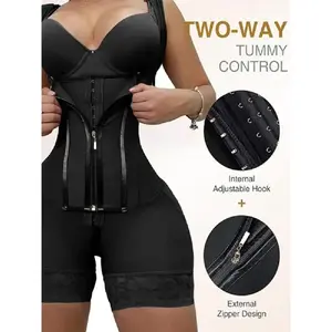 Women's compression shapewear, lifting buttocks and thighs, zipper, enhancing S-shaped curves of buttocks, one-piece shapewear