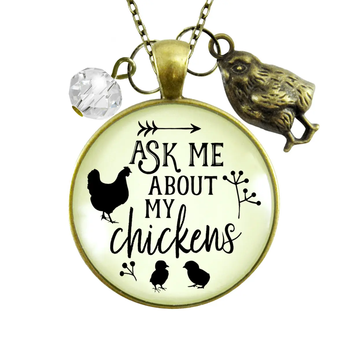 Chicken Mom Necklace Ask Me About My Chickens Novelty Gift Farm Life Inspired