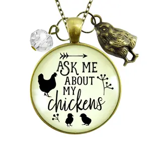 Chicken Mom Necklace Ask Me About My Chickens Novelty Gift Farm Life Inspired