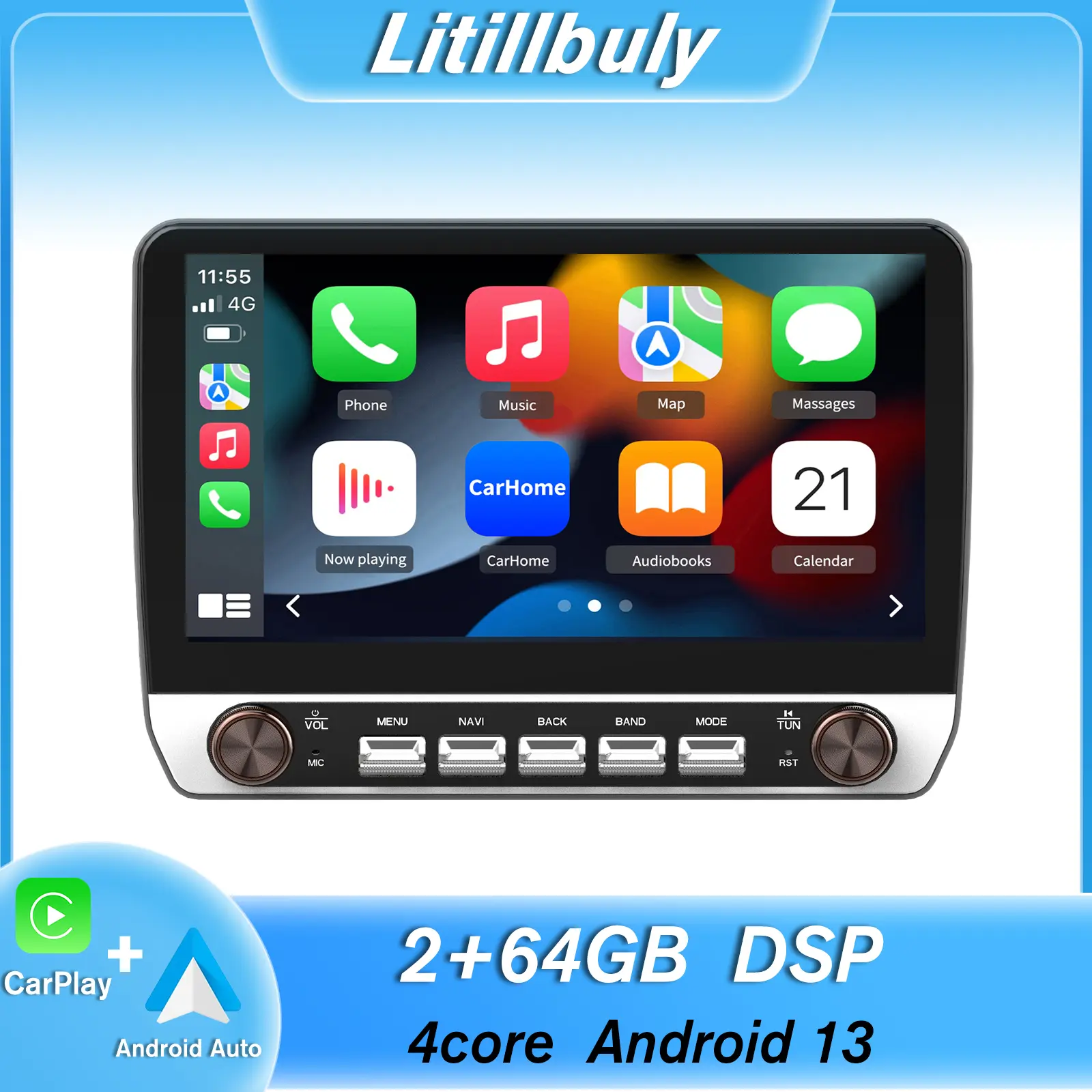 10.6 Inch Car Stereo for 2007-2013 Chevy Silverado & GMC Sierra, Android 15, Wireless Carplay/Android Auto, Bluetooth, WiFi, GPS Navigation