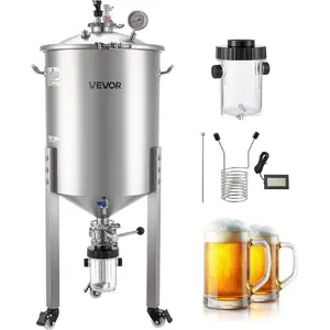 VEVOR Automatic Home Beer Brewer, 3.43 Gal All-in-One Home Brew Machine, 1500W Power Electric Beer Maker Machine with Mash Boil Device, 304 Stainless Steel Inner Tank, Auto Temp Pressure ControlVEVOR Super Brand Day